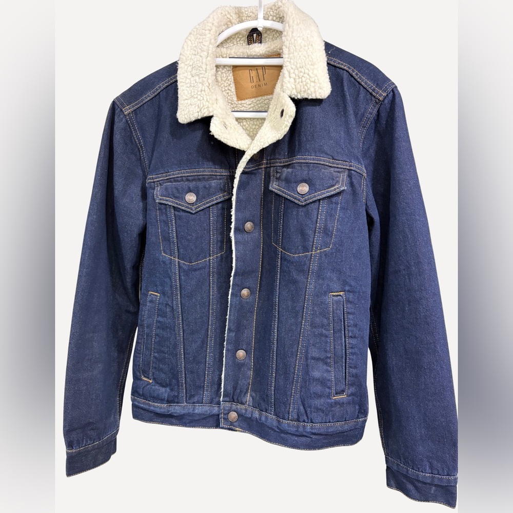 GAP Men’s Dark Blue Denim Sherpa Jacket